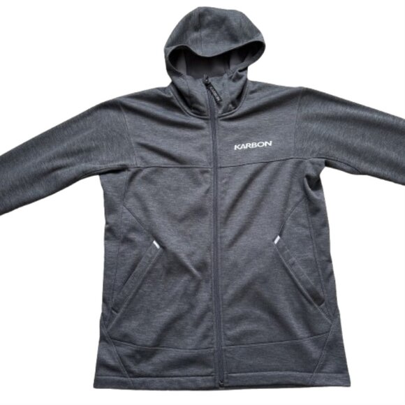 Karbon Other - Karbon Jacket Mens M Gray Silver Hooded Full Zip Performance Ski Outdoor Fleece